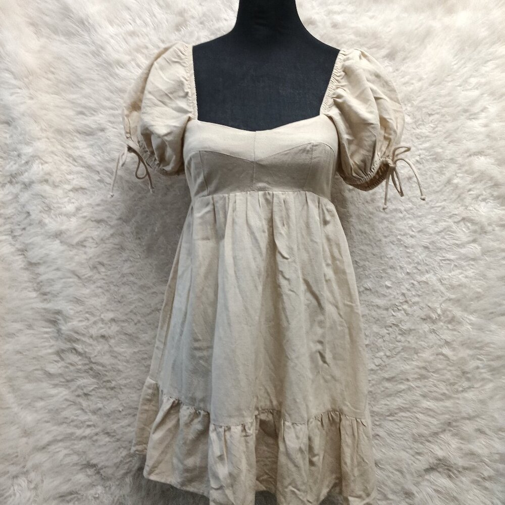 Sim and Sam Women's 100% Linen Cream Dress Size S
